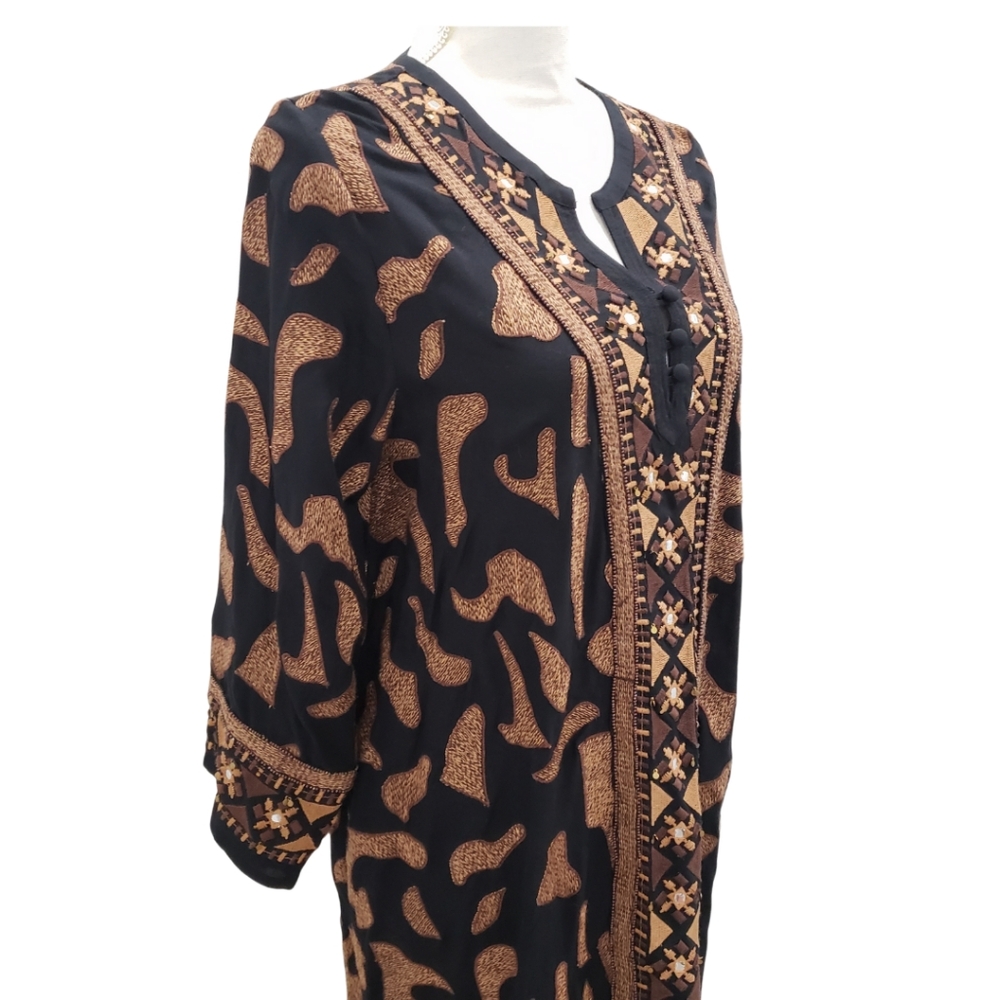 Soft Surroundings Anantara Black Embroidered Shift Dress Size Medium NWT - Picture 2 of 12